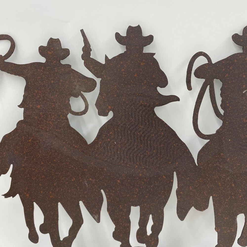 Large Metal Cowboy Welcome Sign Rust Brown Western Wall Art Ranch Rodeo Horse